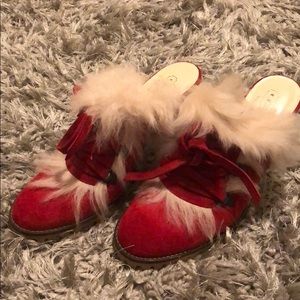 Red Furry Coach Shoes
